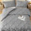 Set copripiumino matrimoniale grigio chiaro 3 pezzi stile boho plissettato 5
