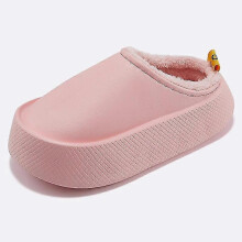 (36-37 8.8-9 inch) New Fashion Thick Sole Plush Slipper Women Winter Warm Fur Fluffy Slippers Couple Outdoor Home Platfprm Cotton Shoes A-pink