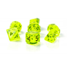 Grøn te RPG terningsæt med 7 gennemsigtige terninger