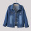 Dames denimjack casual effen blauw maat L 2