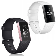 2x Rem til Fitbit Charge 3/4 Sort/Hvid TPU Vandtæt Armbånd