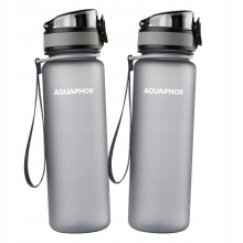2x Aquaphor City 0,5L vandfilterflaske grå flaske til en gåtur