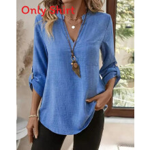 (Blue,S)Summer Fashion Breathable Cotton Linen Top With Pocket Detailing For Women
