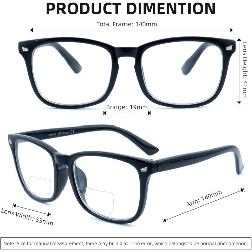 Bifocal Reading Glasses PC Frame +2.0 Strength 3 Pack 2