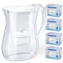 Aquaphor LAGO vandfilterkande hvid 3,8L, 4 Maxfor+ kulpatroner