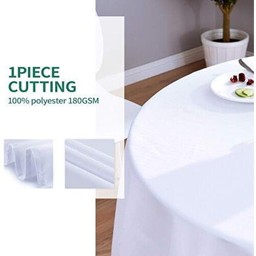 White Round Tablecloth 108-inch for Weddings Banquets 1