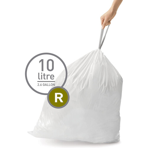 Sacs poubelle à cordon Code R blancs 10 L, lot de 100 1