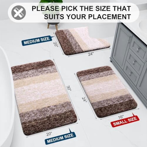 Microfiber Shaggy Bath Rug Brown Rectangular 36x24 inch 1