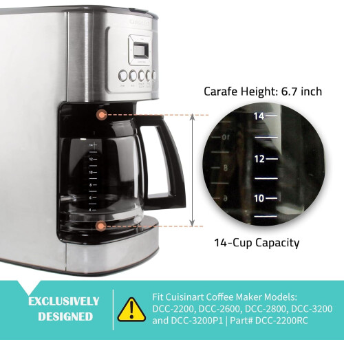 14-Cup Glass Coffee Carafe with Black Handle for DCC-2200 2