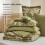 Twin Comforter Set Floral Olive Green 5-Piece Bedding 7