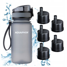 AQUAPHOR CITY Filterflaske 350 ml Grå Sæt med 5 Patroner