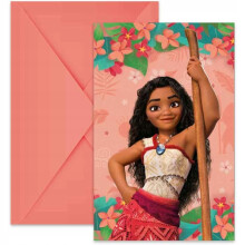 Kutsukortit kirjekuorineen VAIANA 2 Moana II Disney Party Syntymäpäivä 6 kpl.