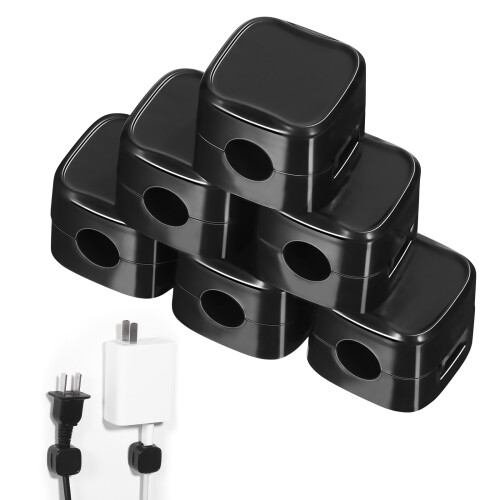 6St Stevige ABS Kabelclips Met Magnetisch Ontwerp Zwart
