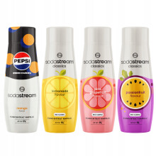 4 Sodastream Pepsi Max Mangosirupper + Zero Lemonade + Grapefrugt + Passionsfrugt