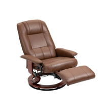 Faux Leather Armchair, with 145 Reclining Back and Footrest - Brown