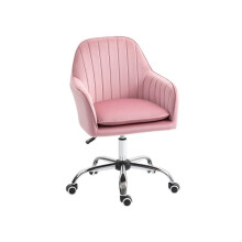 Velvet-Feel Tub Office Chair, with Seat Cushion - Dark Pink
