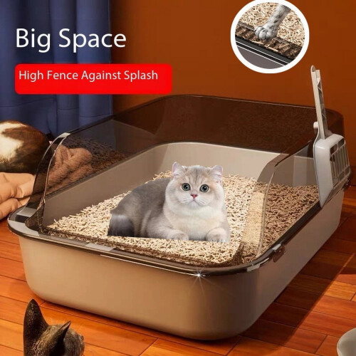 Cat Litter Box Semi-Enclosed High-Sided Splash-Proof 1