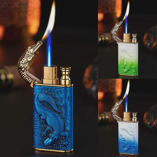 (G) Windproof Cigars Lighter Dual Flame Multifunctional Refillable Butane Lighter Present For Men 1