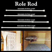 (30cm-50cm) EVAGO Curtain Rail Pole Rod Telescopic Tension High Carbon Steel Extendable For Bathroom