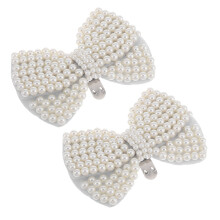 2St Witte Schoenclips Met Strik Afneembaar