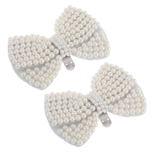 2St Witte Schoenclips Met Strik Afneembaar