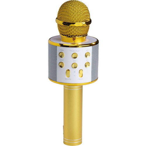 Bluetooth Karaoke Microphone with built-in speaker. Gold 1