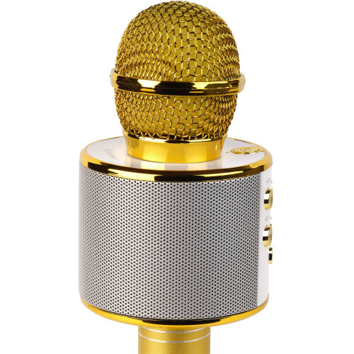 Bluetooth Karaoke Microphone with built-in speaker. Gold 2