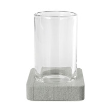 Q-BATH PREMIUM DECOR 1535 badeværelseskrus, grå marmor + glas
