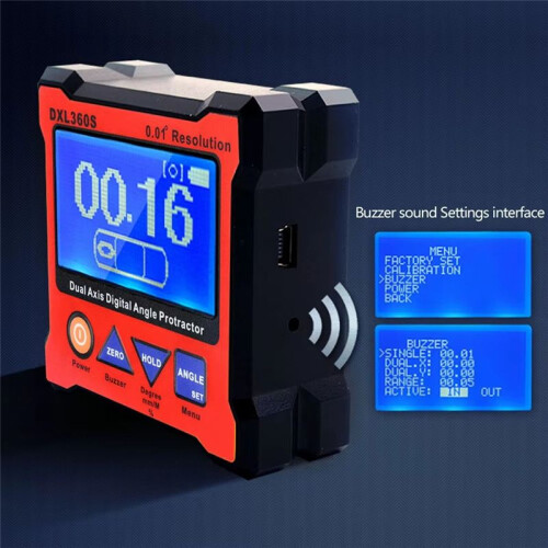 DXL360S Dual Axis Digital Angle Protractor with 5 Side Magnetic Base Dual-Axis Digital Display Level Gauge 1