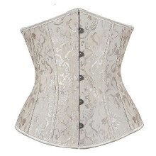 (Beige, L) EVAGO Women's Lace Up Boned Jacquard Brocade Waist Training Underbust Corset