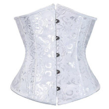 (white, XXXL) EVAGO Women's Lace Up Boned Jacquard Brocade Waist Training Underbust Corset