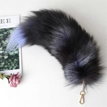 (1) EVAGO 45cm Fox Tails Fluffy Real Furry Tail Keychain Handbag Accessories Hanging Hook Key Chain Ring Hook Tassels