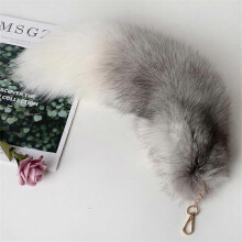 (11) EVAGO 45cm Fox Tails Fluffy Real Furry Tail Keychain Handbag Accessories Hanging Hook Key Chain Ring Hook Tassels