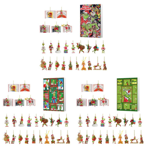 (Style I)Grinch Weihnachten Countdown Box mit Baumbehang für Weihnachtsgeschenke Feier 2