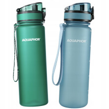 2x Aquaphor City 0,5L vandfilterflaske, blå + flaskegrøn