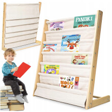 BØRNEBOGREOL 79 CM ORGANIZER 6 HYLDER LOFT STÆRK TRÆ