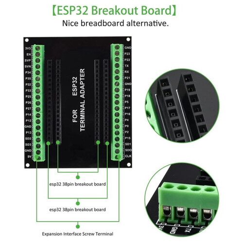 3X Placa de Fuga ESP32 GPIO 1 em 2 Compatível com NodeMCU-32S Lua 38Pin Placa de ExpansãO GPIO 2