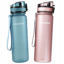 2x Aquaphor City 0,5L vandfilterflaske, blå + pink