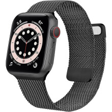 URREM TIL APPLE WATCH 1/2/3/4/5/6/7/8/9/SE 38/40/41mm SORT STÅL