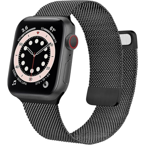 URREM TIL APPLE WATCH 1/2/3/4/5/6/7/8/9/SE 38/40/41mm SORT STÅL