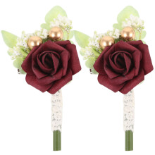 2St Gekleurde Boutonniere Bloemenaccessoire Voor Bruidsparen