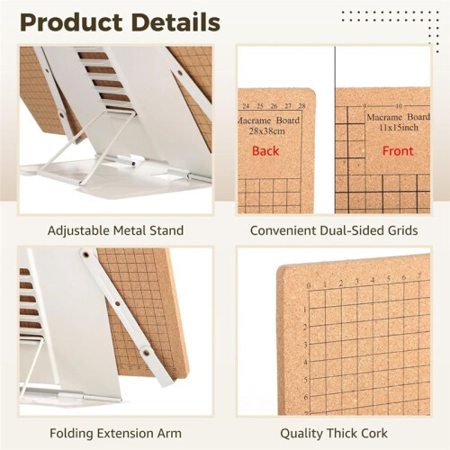 106 PCS Macrame Board Set, with T Pins Double Sided Grids Bracelet Making Board with Tools for Braiding Cording Creating 2