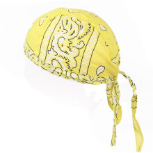 (1PCS, Yellow) Cotton Pirate Hat Elastic Adjustable Cap Men Women Outdoor Sport Bandana Cycling Headscarf One Size