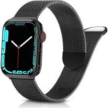 URREM TIL APPLE WATCH 1/2/3/4/5/6/7/8/9/SE 38/40/41mm SORT STÅL