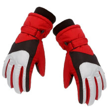 (L, Red) Gloves Ski Outdoor Windproof Waterproof Fleece Thick Warm Gloves