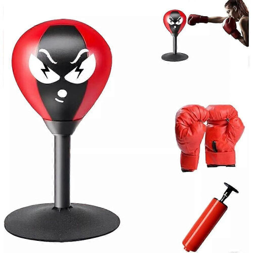 (Solid Black Half Finger) Desktop Boxing Punching Bag Stress Relief Speed Training Punching Bag Muay Tai Exercise Suction Tab 1