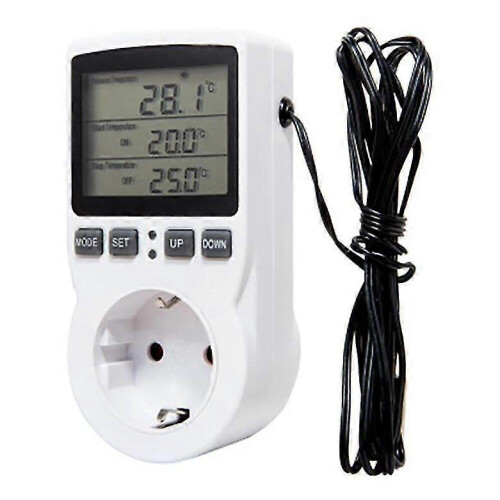 (EU)Digital Temperature Controller Power Socket Outlet EU Plug Thermostat With Timer Switch Sensor Probe Heating Cooling 1