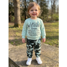 (1-2 Years, Green) Baby Girl Fall Outfits Crew Neck Long Sleeve Pullover Camouflage Pants