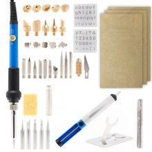 Techrebal ”Blue Jet” TBJ60W pyrograf med krydsfiner/loddekolbe med potentiometer 60W + tilbehørssæt til brændefyring og tinlodning