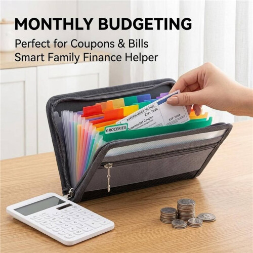 A6 Size Expanding File Folders,13 Pockets File Organizer Document Folder for Home School Pack of 2 1